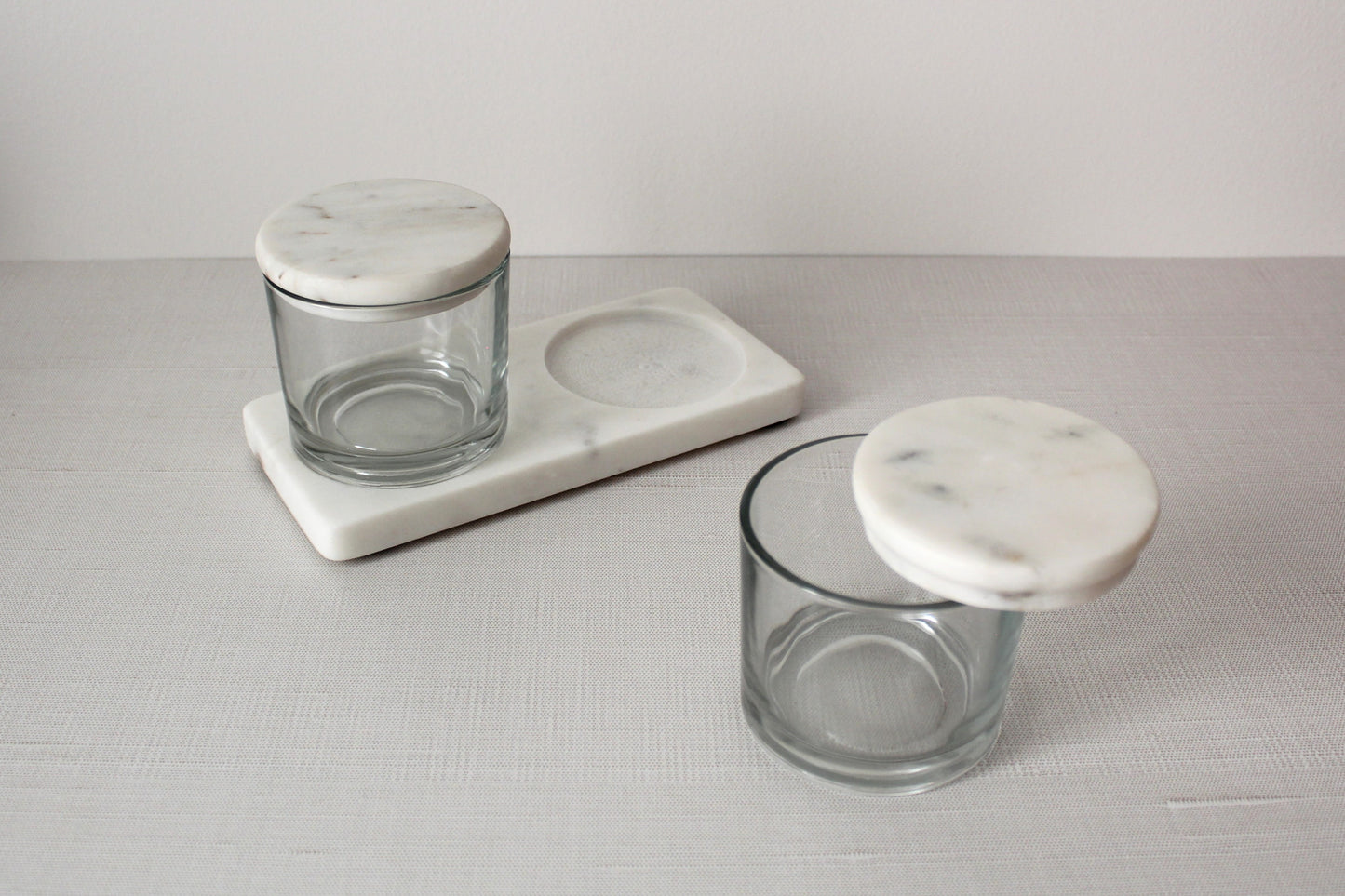 Marble & Glass Condiment Set