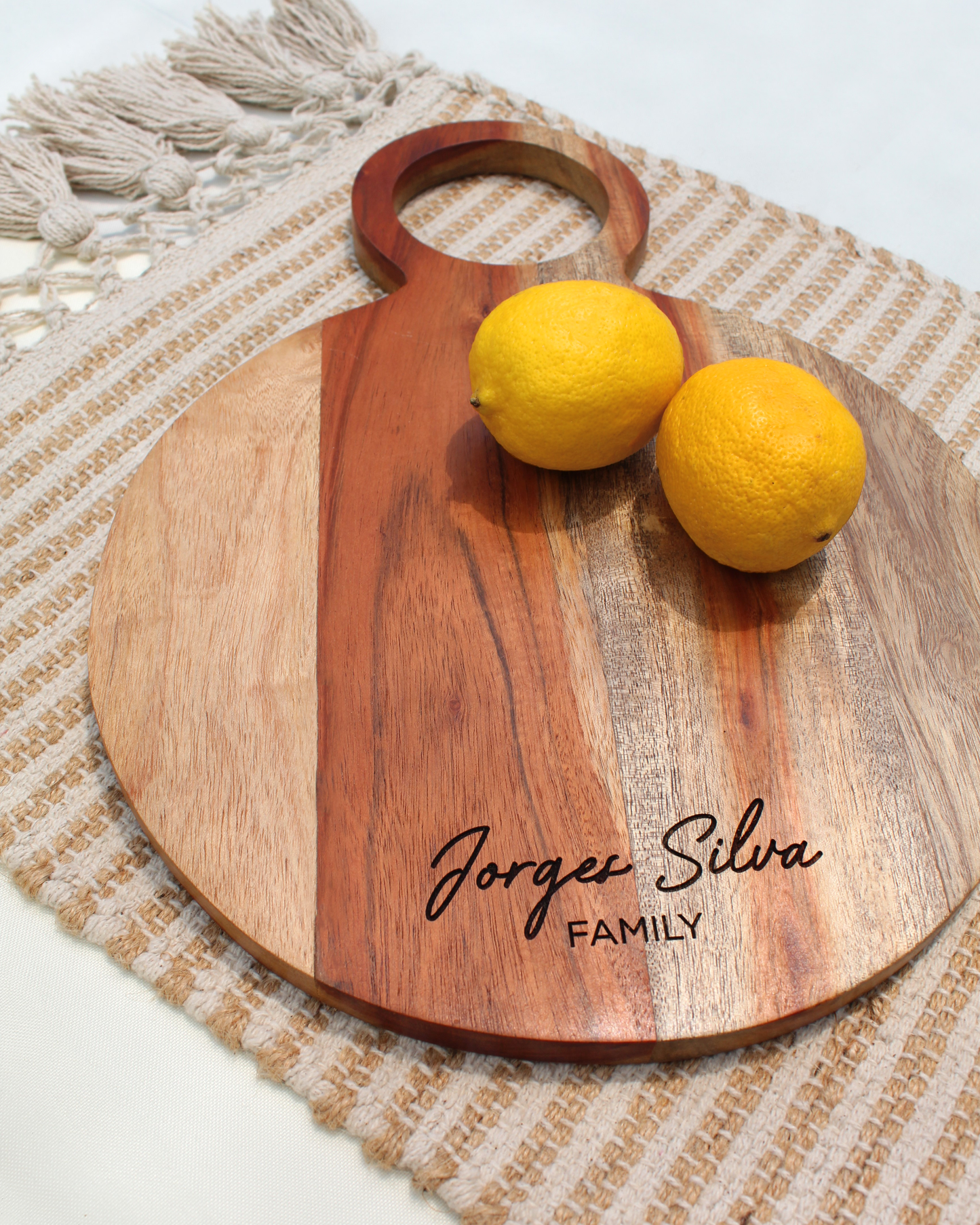 Custom Round Cutting Board - Acacia Wood