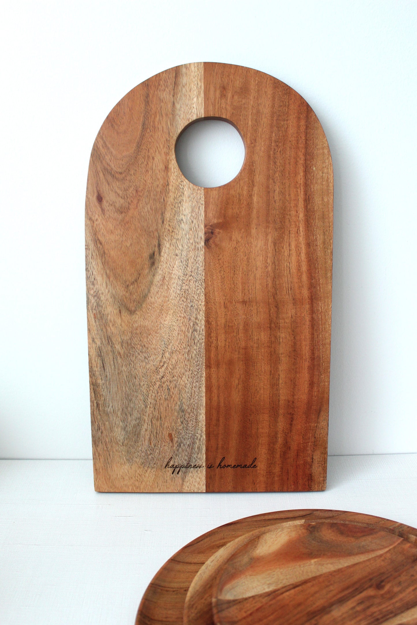 Happiness is Homemade Arch Cutting Board - Acacia Wood